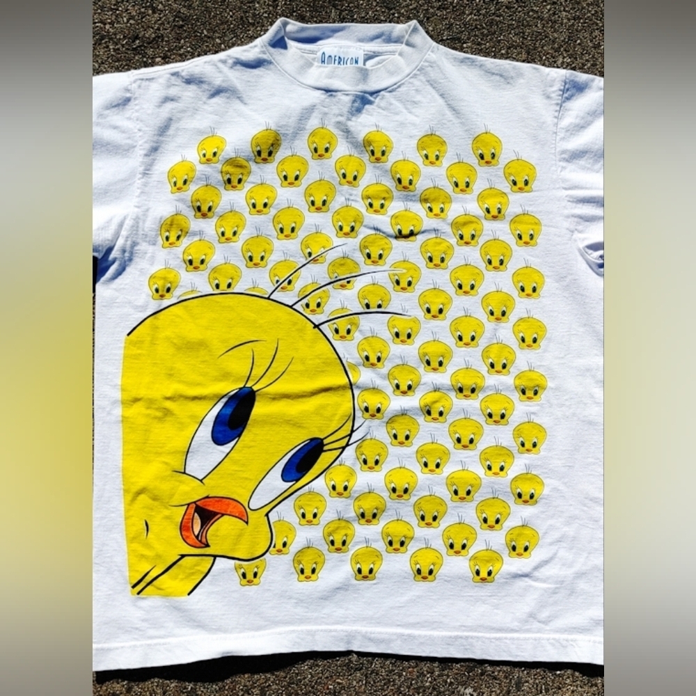 Vtg 1993 Looney Tunes Tweety Bird All Over Print T-Shirt L AOP Tour Champ - Picture 3 of 9